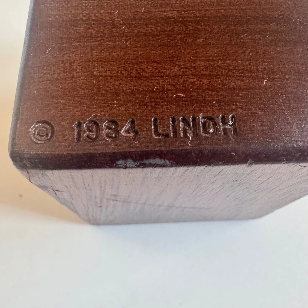 Vintage 1984 Lindh Writers Block Wood Cube Novelty Desk Paperweight 2.5 Inch